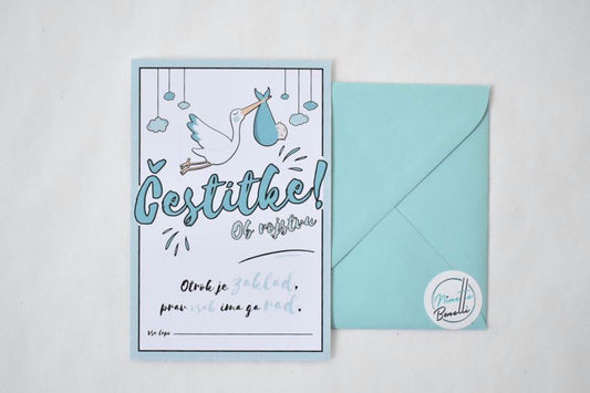 ČESTITKA OB ROJSTVU - modra