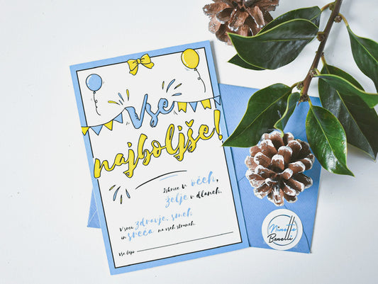 VOŠČILNICA ZA ROJSTNI DAN - modra