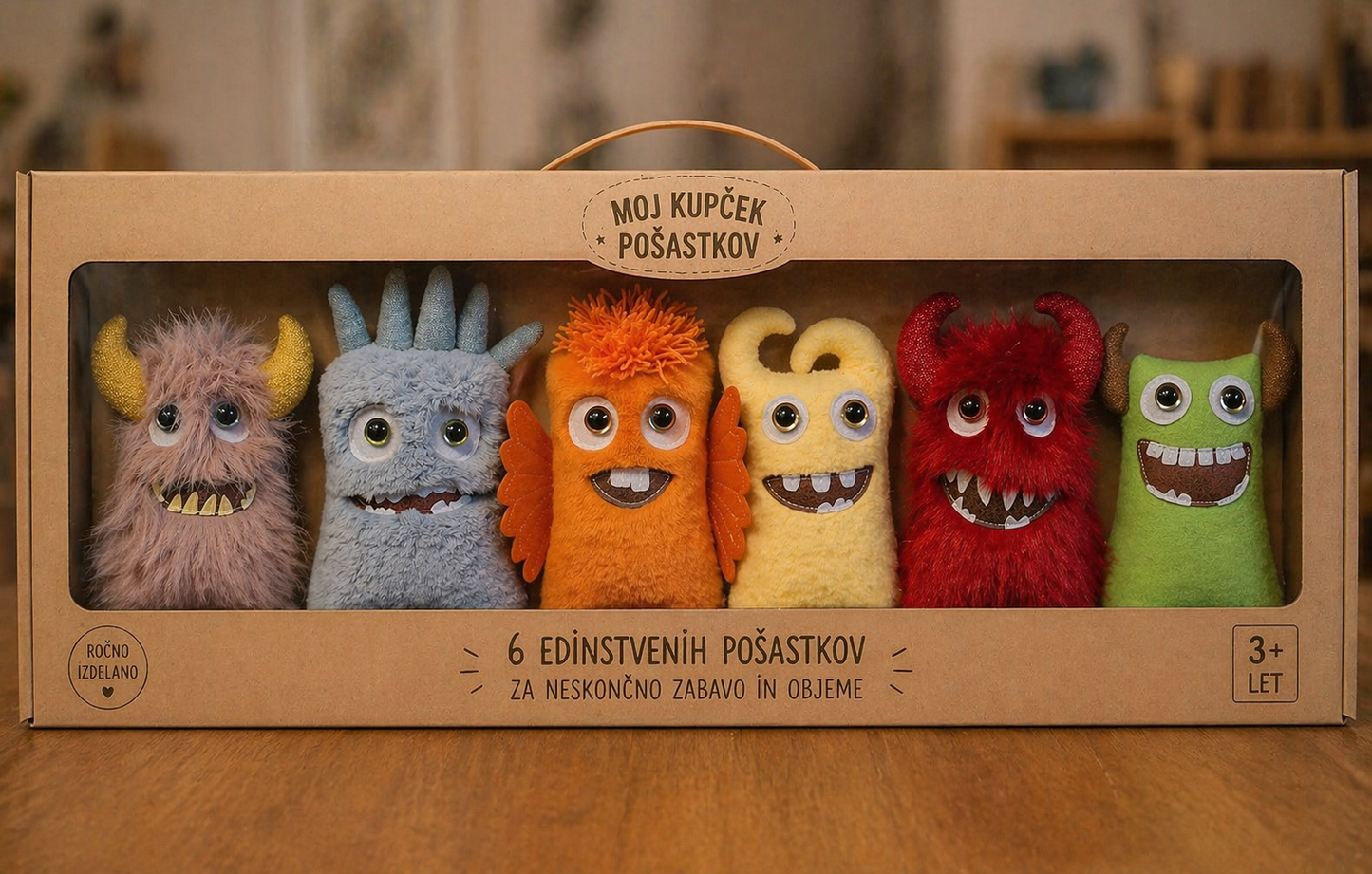 Komplet 6 plišastih pošastkov – cel svet v enem paketu